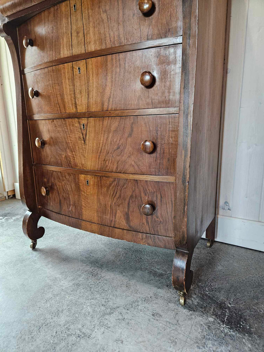 Tall Boy Dresser with Oval Mirror