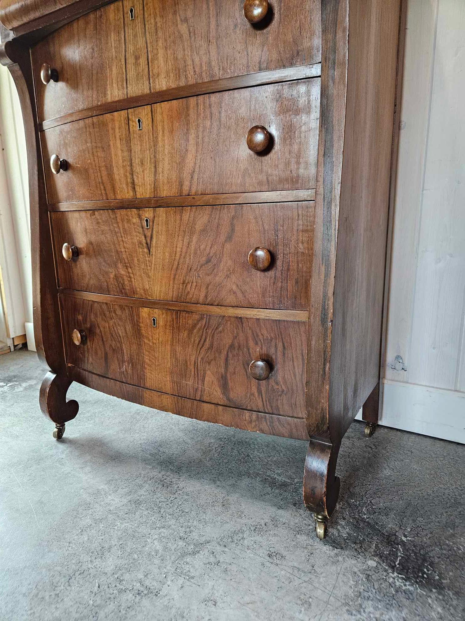 Tall Boy Dresser with Oval Mirror