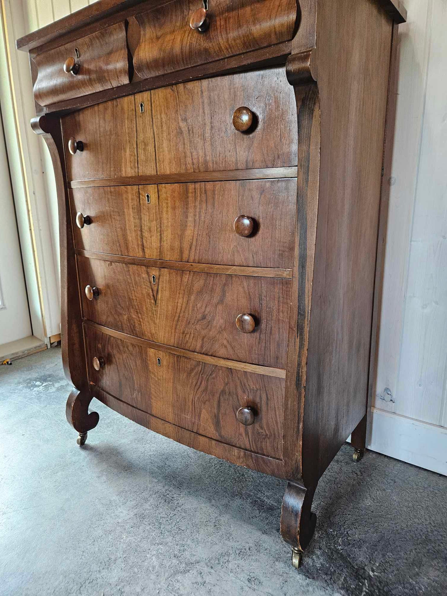 Tall Boy Dresser with Oval Mirror