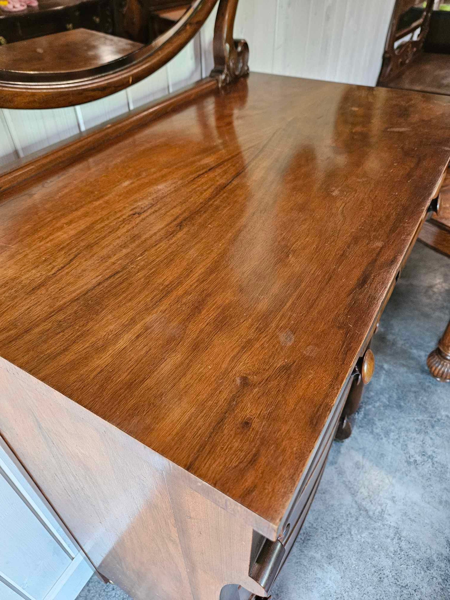 Tall Boy Dresser with Oval Mirror