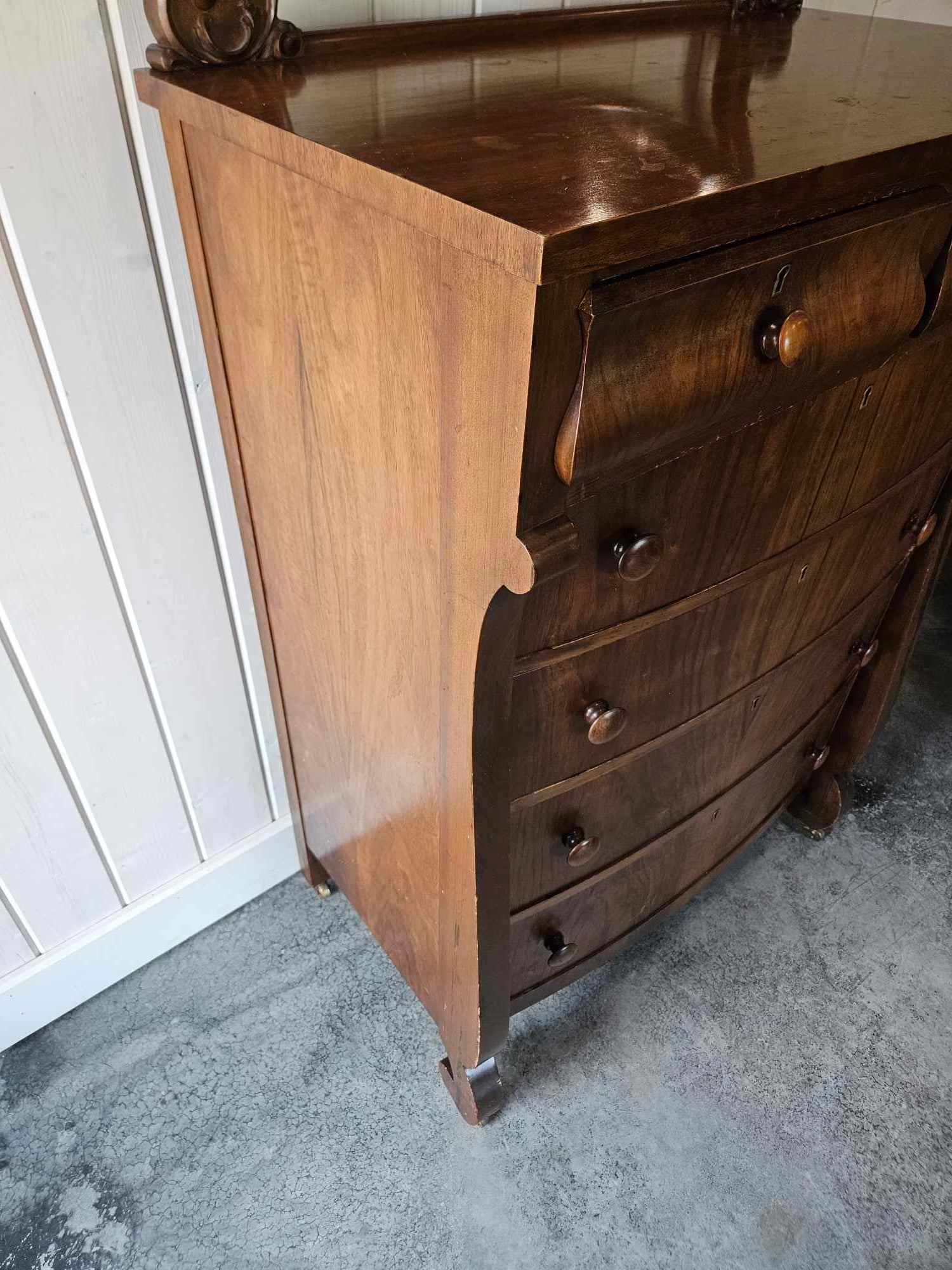 Tall Boy Dresser with Oval Mirror