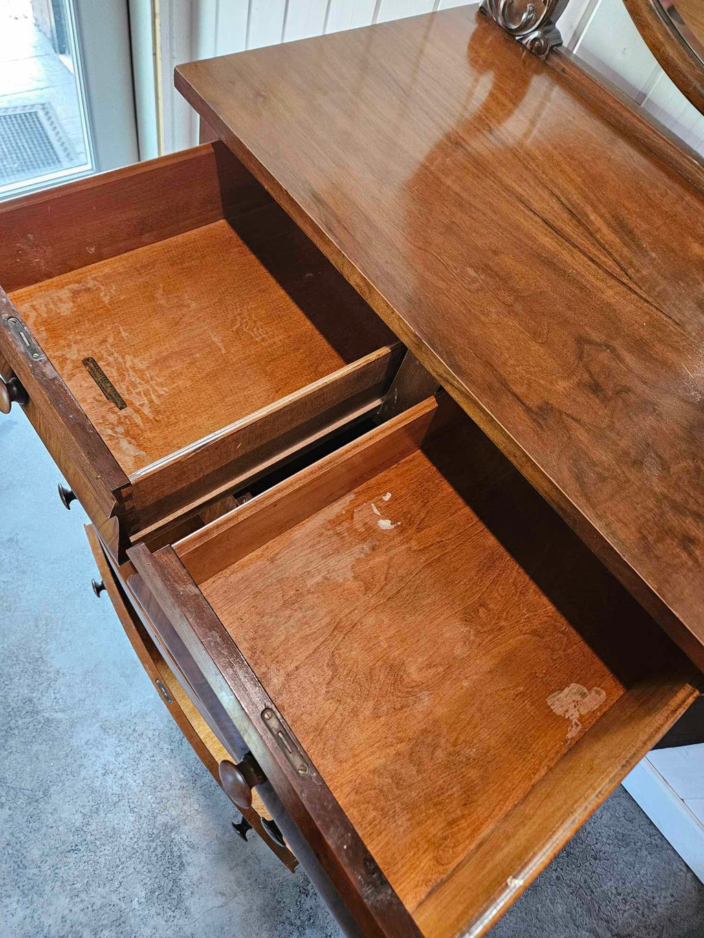Tall Boy Dresser with Oval Mirror