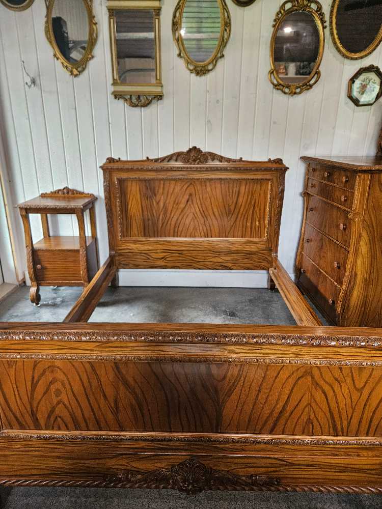 Victorian Double Bedframe and Nightstand