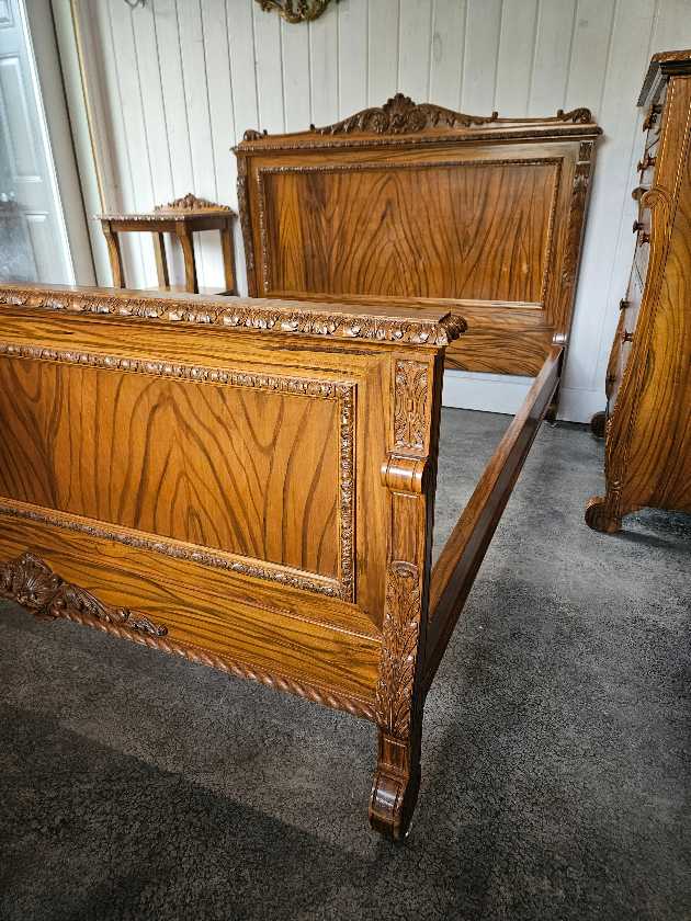 Victorian Double Bedframe and Nightstand