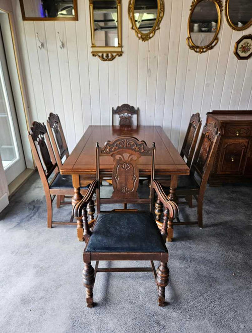 Antique Dining Table with 6 Chairs