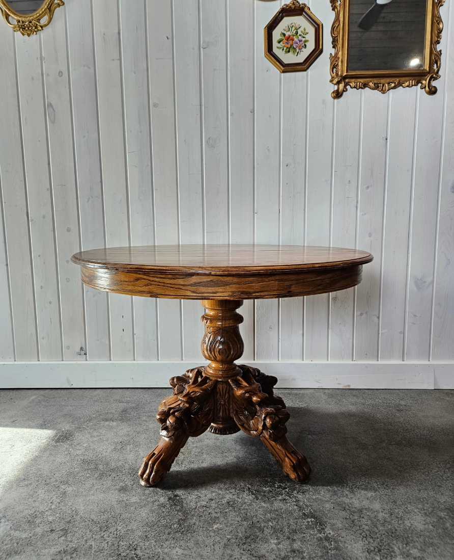Dragon Carved Pedestal Table