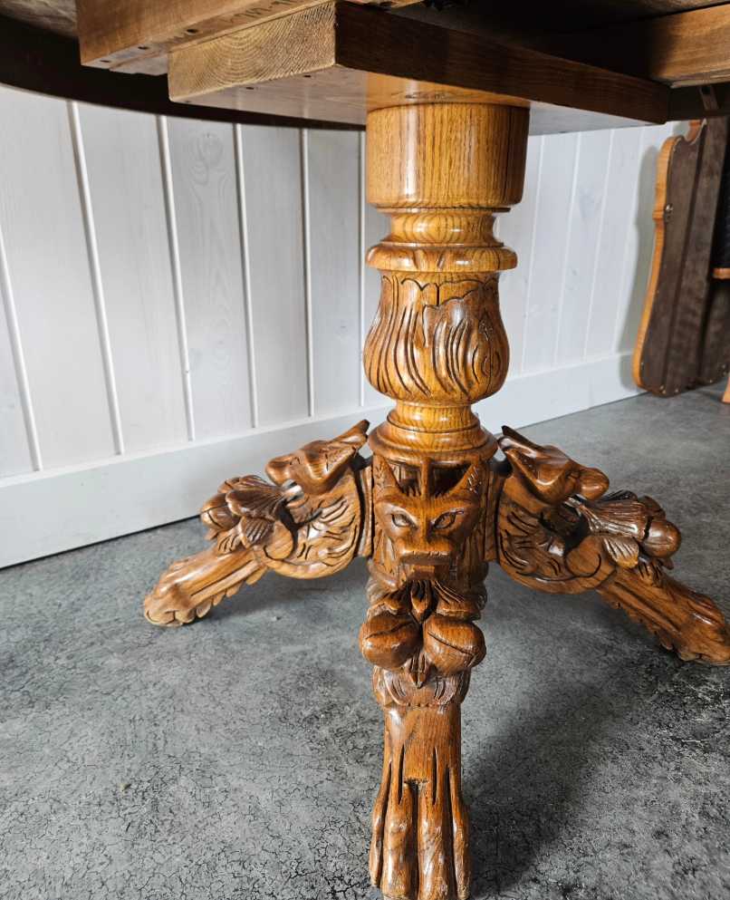 Dragon Carved Pedestal Table