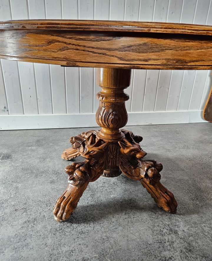 Dragon Carved Pedestal Table