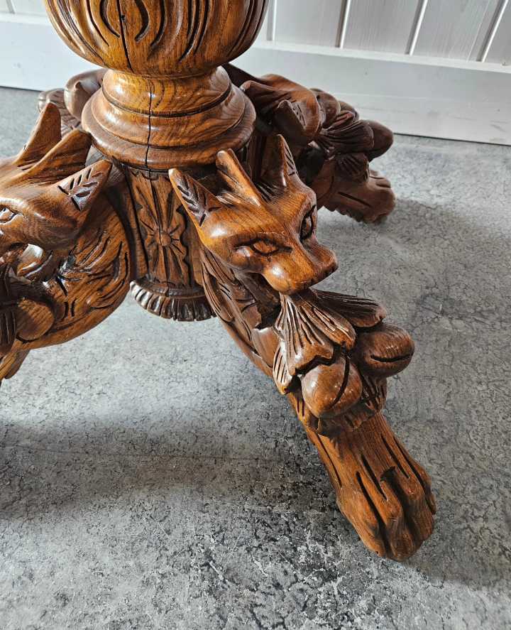 Dragon Carved Pedestal Table