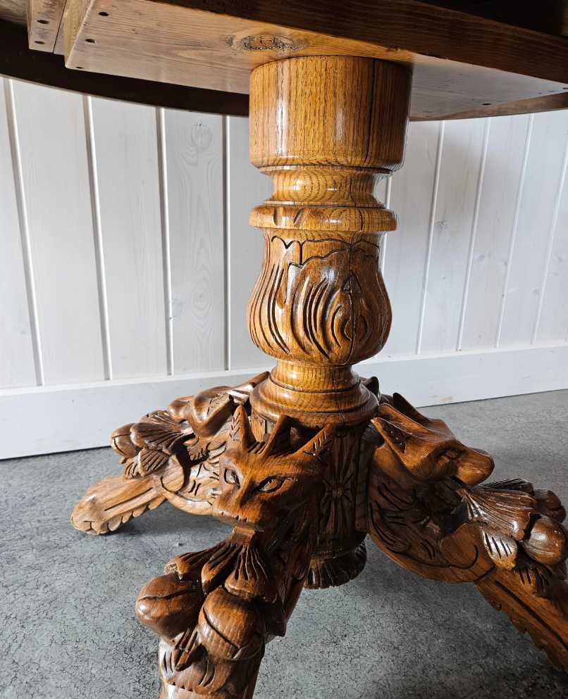 Dragon Carved Pedestal Table