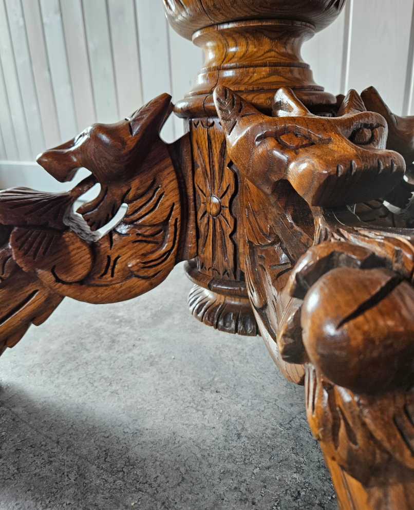 Dragon Carved Pedestal Table