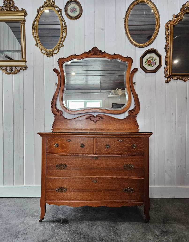 Oak Dresser with Mirror
