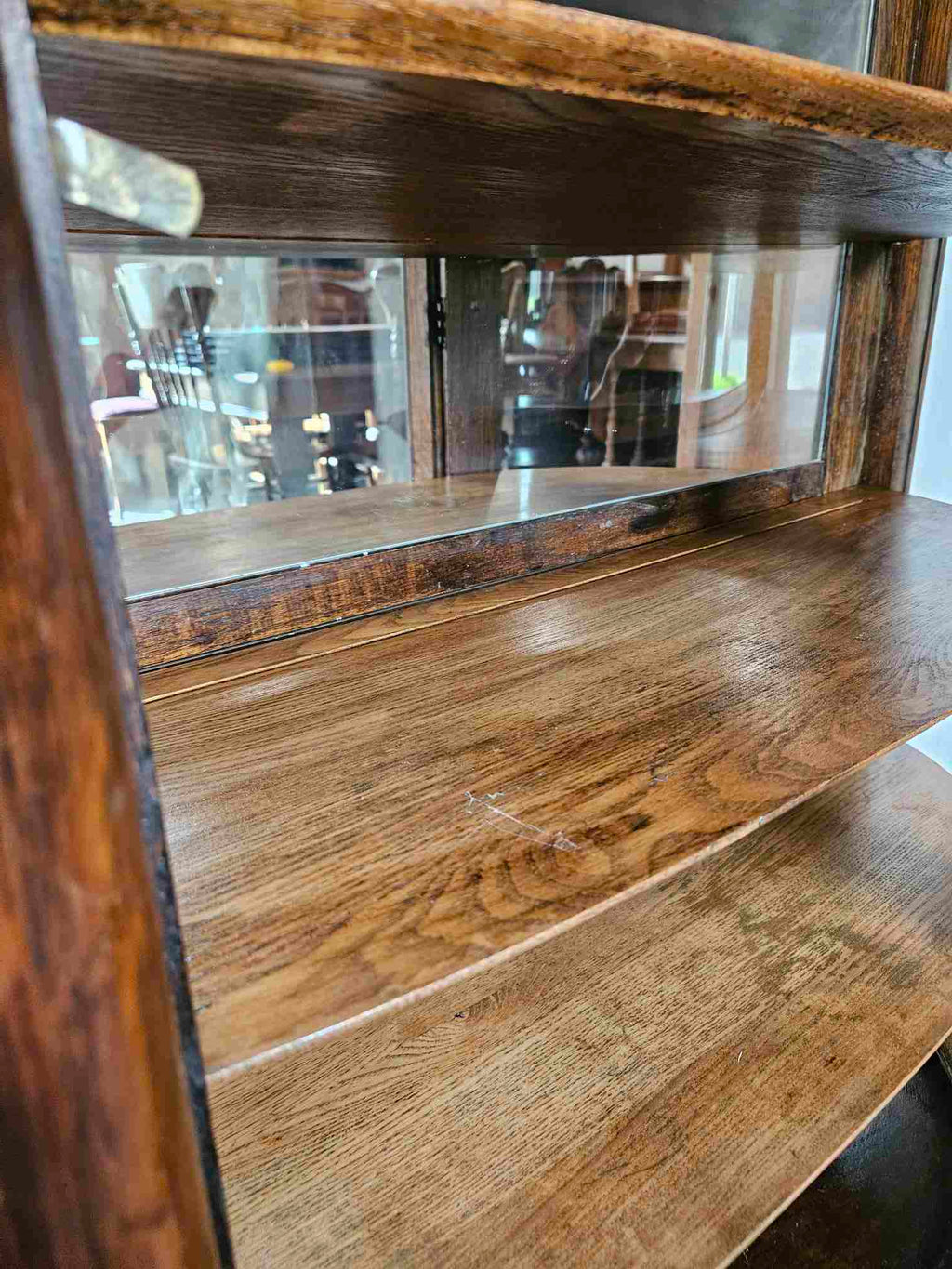 Tiger Oak Curved Display Cabinet