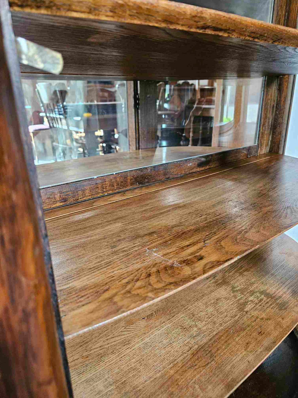 Tiger Oak Curved Display Cabinet