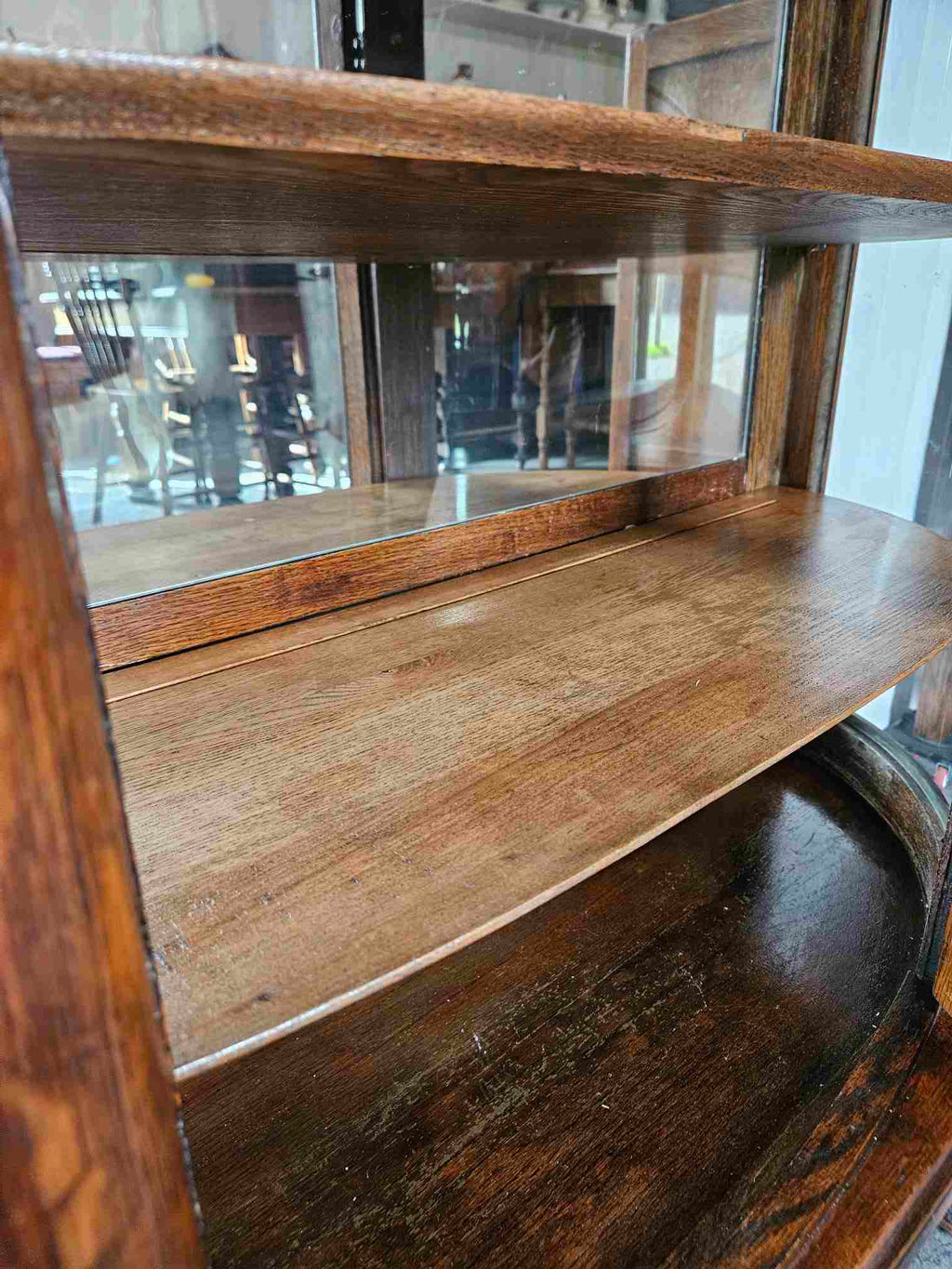 Tiger Oak Curved Display Cabinet