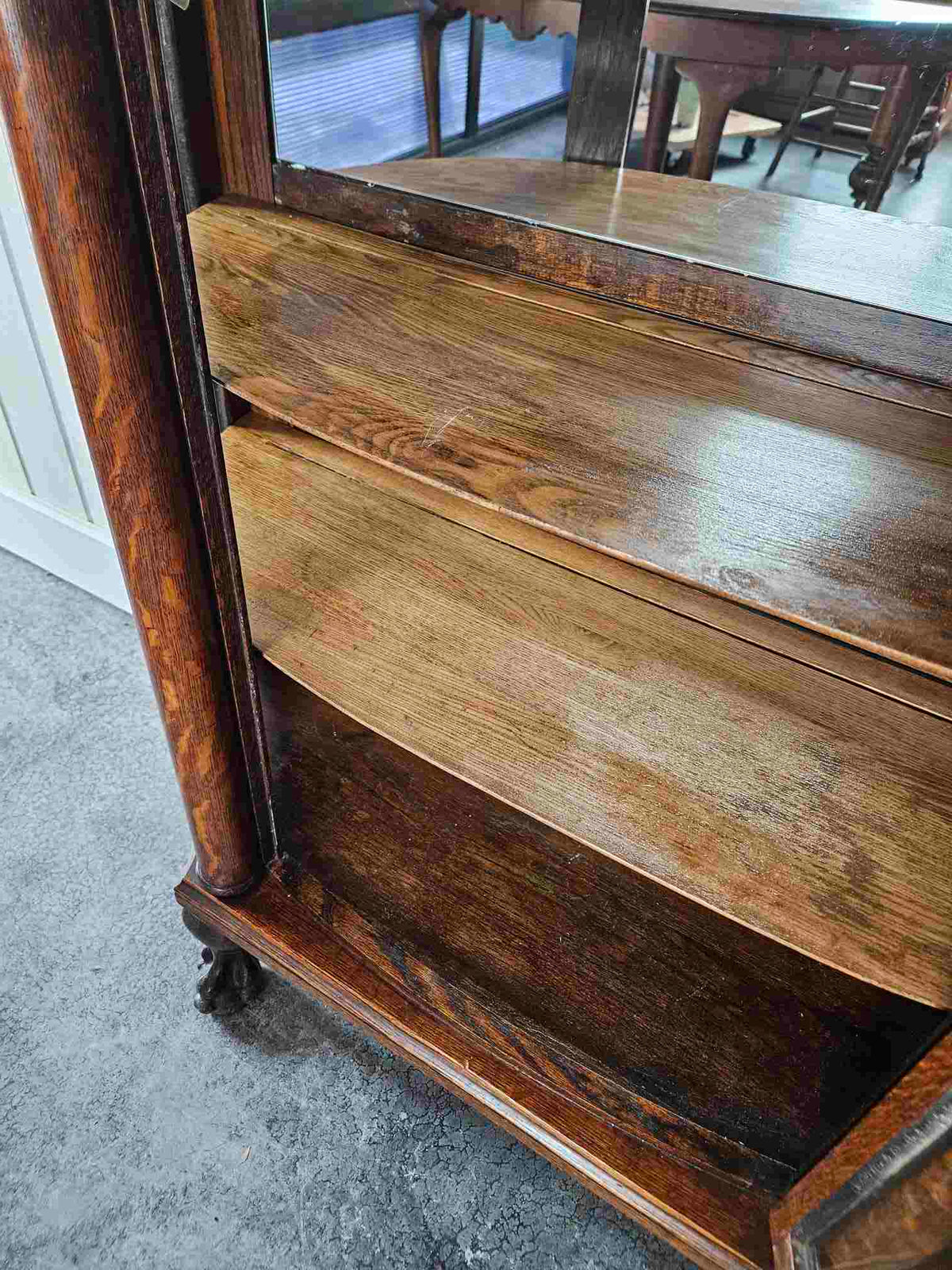 Tiger Oak Curved Display Cabinet