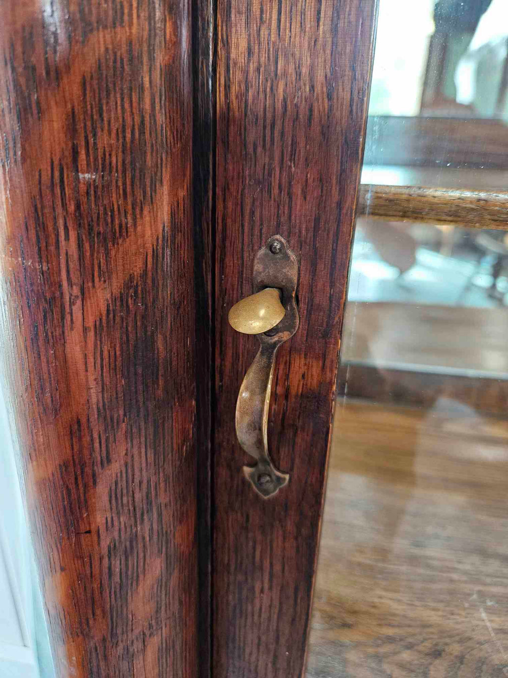 Tiger Oak Curved Display Cabinet