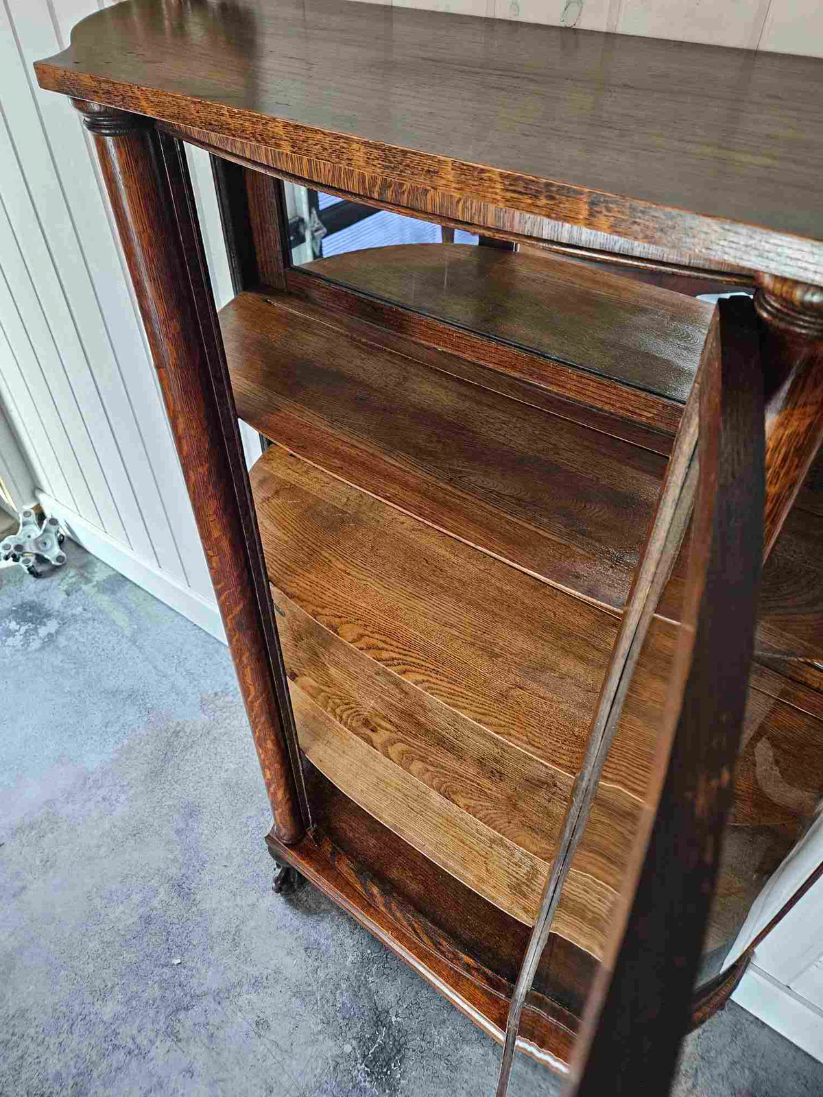 Tiger Oak Curved Display Cabinet